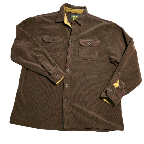 Cabelas Mens Brown Button-Up long Sleeve Tweed Look Size XL - Picture 1 of 6